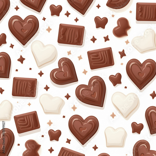 chocolate candies in the form of hearts. Valentine's day background. ai generated photo