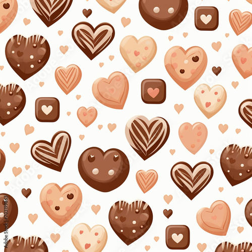 chocolate candies in the form of hearts. Valentine's day background. ai generated photo