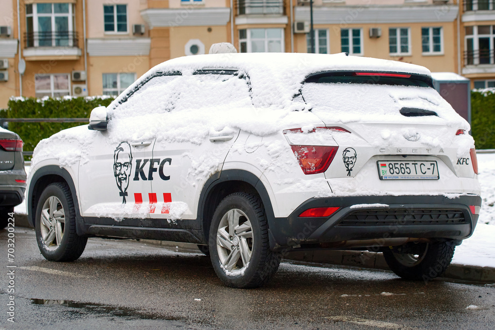 Minsk, Belarus. Jan 5, 2024. Hyundai Creta KFC company car with