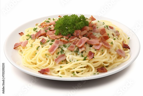 Mouthwatering Italian Spaghetti Carbonara - A Perfectly Satisfying Dish with Space for Custom Text