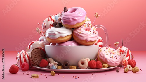 A variety of delicious and delicious donuts and pastries