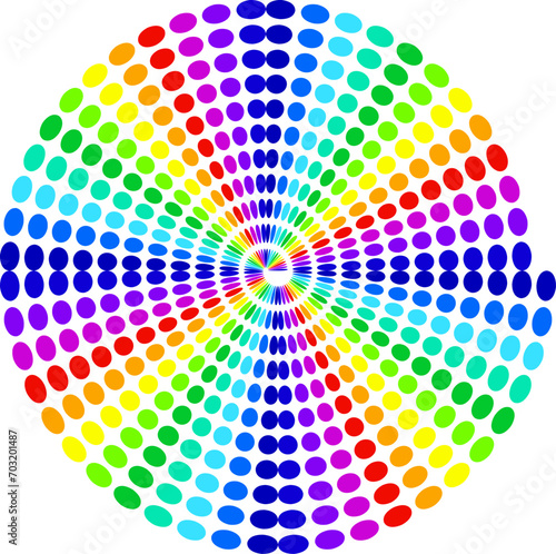 Rainbow spiral with very vivid colors. Fantasy whirlwind with primary colors