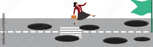 Business strategy, Road, Conquering Adversity, Hurdle, Imbalance, Businesswoman