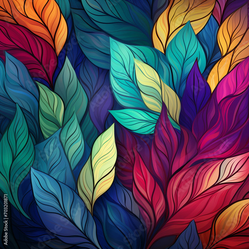 colorful tropical leaves background design. ai generated photo