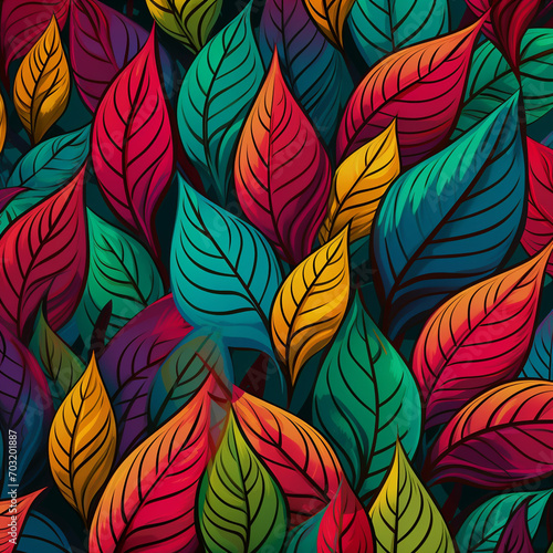 colorful tropical leaves background design. ai generated photo