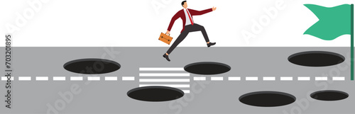 Business strategy, Road, Conquering Adversity, Hurdle, Imbalance, Businessman