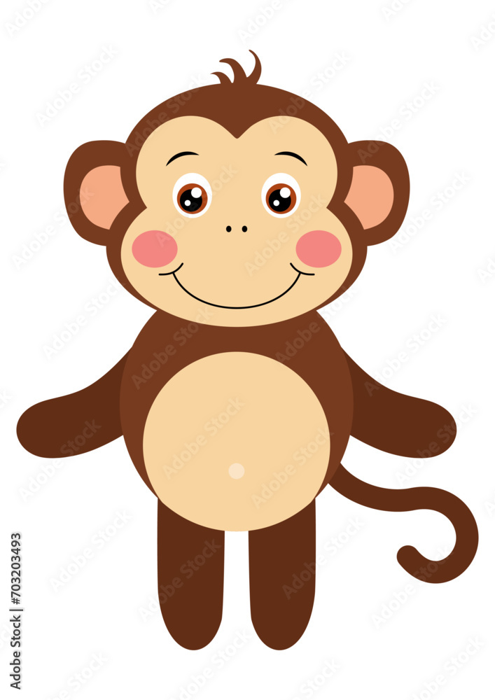 Friendly monkey standing isolated on white Friendly monkey standing isolated on white