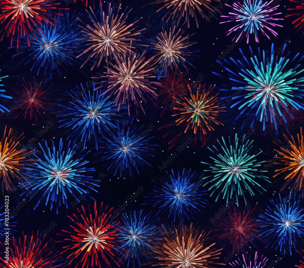 3D Firework Seamless Patterns