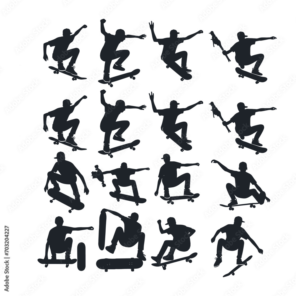 Fototapeta premium set of skateboard vector silhouette 