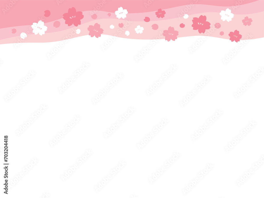 かわいい春の桜のフレーム／手書きイラスト素材