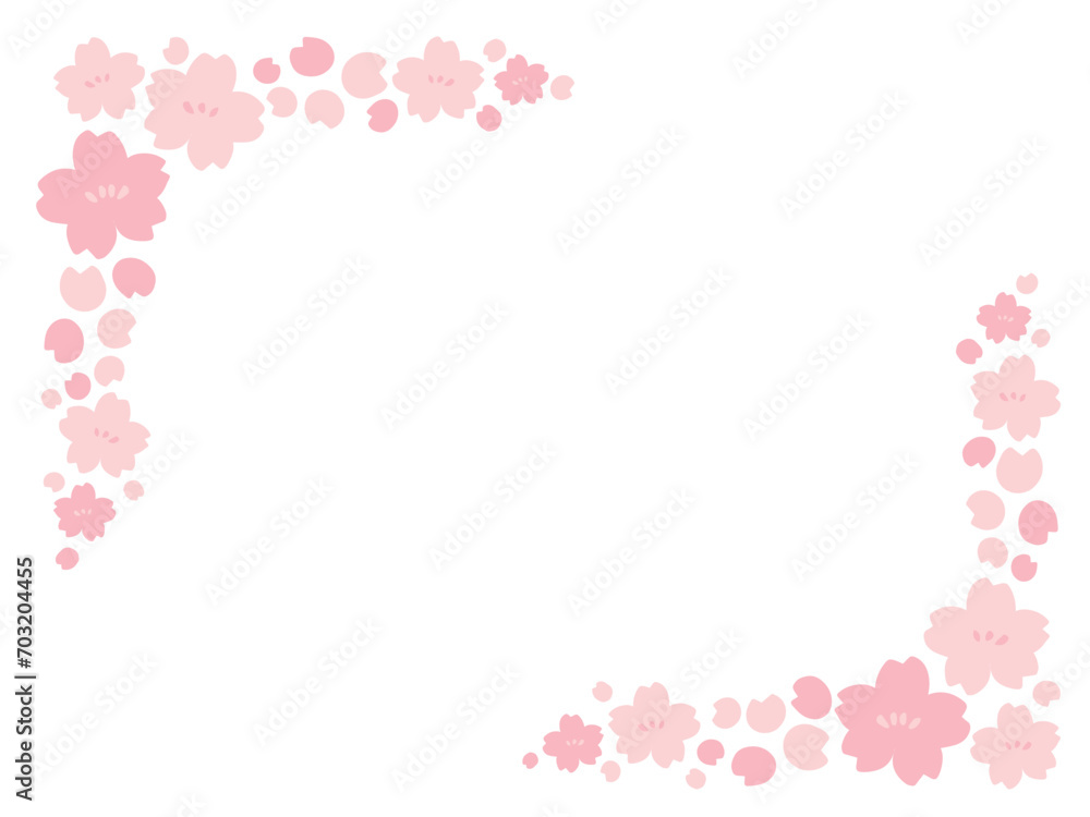 かわいい春の桜のフレーム／手書きイラスト素材