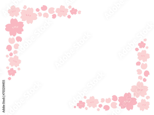かわいい春の桜のフレーム／手書きイラスト素材 © coconico