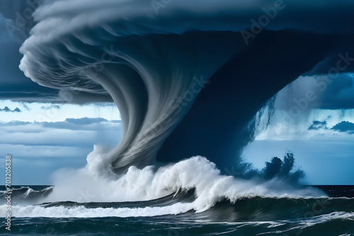 A storm of the sea. Generative AI