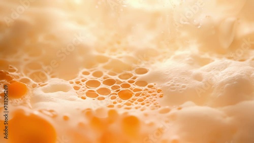 A magnified view of the delicate and interconnected network of yeast cells working their magic in a batch of fermenting dough, resulting in the airy and light texture of freshly baked bread. photo