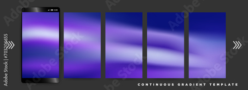 Dark Blue Gradient Social Media Story Template. Continuous 9:16 ration poster Vector Template. Navy, Purple, Blue, Teal . For designs, feeds, social media, web, banner, Editable Vector Illustration.