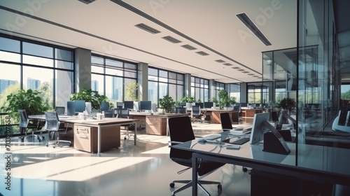 Empty office open space interior. Business conference company background 