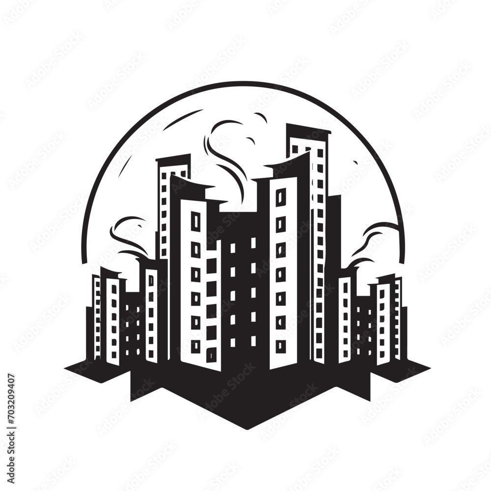 Buildings icon and office icon 2d flat vector.
