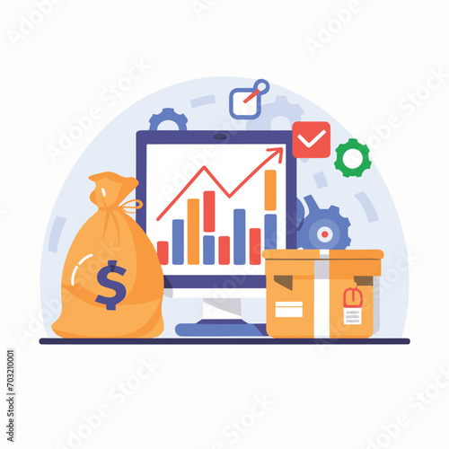 2d vector illustration colorful Land and sea transport techniques, methods and technological tools for transporting and shipping goods and products and logistic 