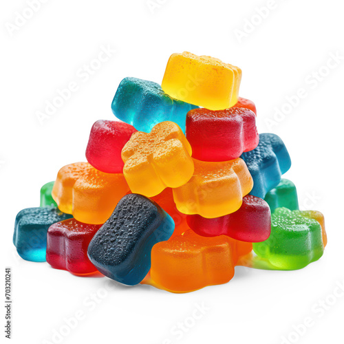 colorful jelly candies isolate on transparency background png 