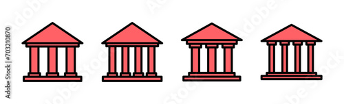 Bank icon set illustration. Bank sign and symbol, museum, university