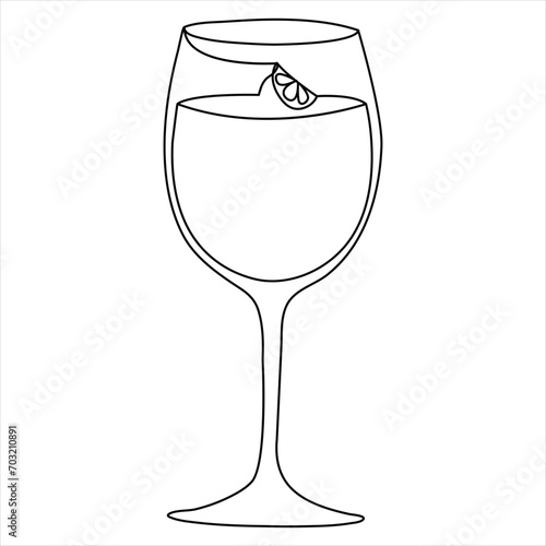 Continuous single line hand drawing icon of glass design and outline vector minimalist illustration