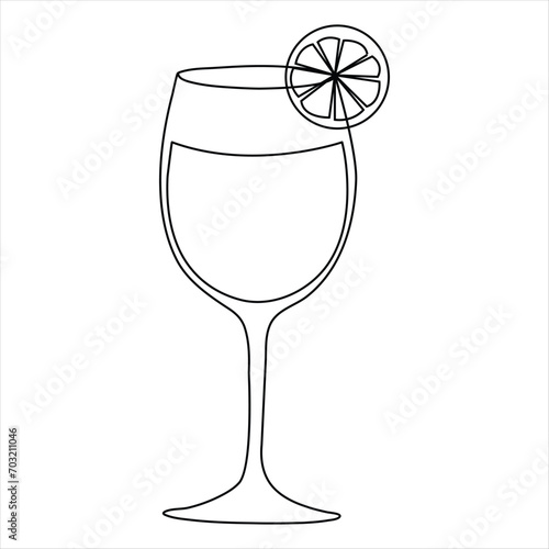 Continuous single line hand drawing icon of glass design and outline vector minimalist illustration