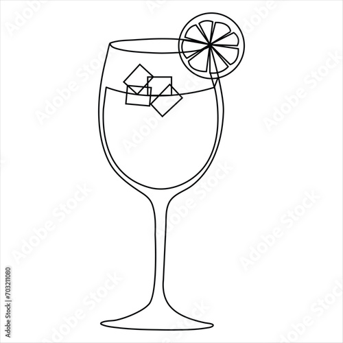 Continuous single line hand drawing icon of glass design and outline vector minimalist illustration