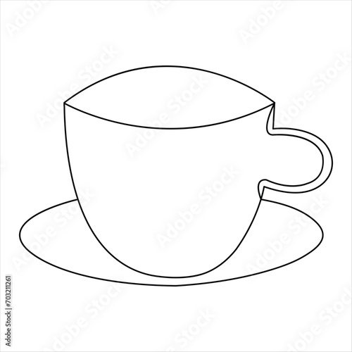 Continuous single line hand drawing icon of glass design and outline vector minimalist illustration