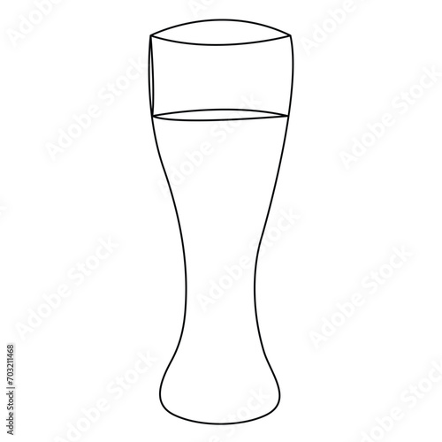 Continuous one line art drawing cocktail, summer fresh drink and glass outline vector illustration
