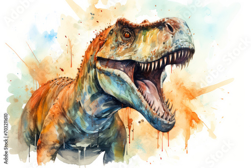 tyrannosaurus dinosaur watercolor illustration