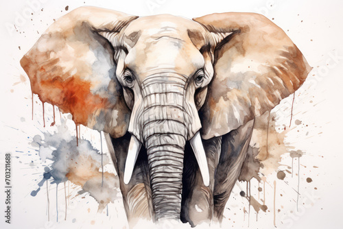 big elephant watercolor painting