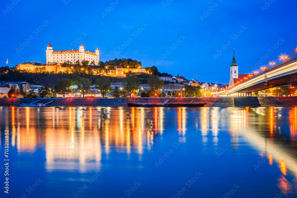 Bratislava, Slovakia. Bratislava Castle and old town over Danube River.