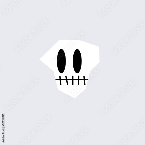funny skull, concept personage skull, comic sticker illustration halloween