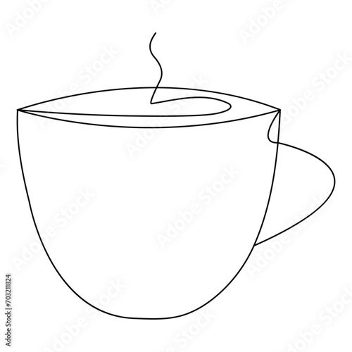  Continuous one line drawing of cocktail, summer fresh drink outline vector illustration and minimalist design