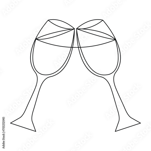  Continuous one line drawing of cocktail, summer fresh drink outline vector illustration and minimalist design