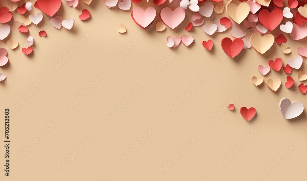 Obraz premium Valentine's day background with paper hearts.