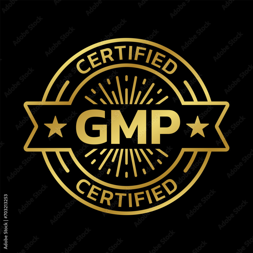 GMP certified icon or logo. Good manufacturing practice stamp or badge. Vector illustration.