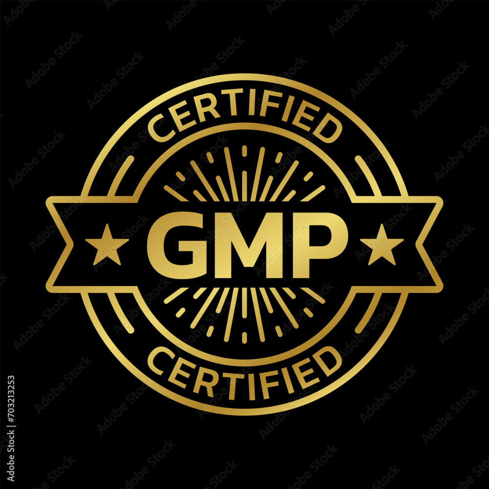GMP certified icon or logo. Good manufacturing practice stamp or badge. Vector illustration. GMP certified icon or logo. Good manufacturing practice stamp or badge. Vector illustration.