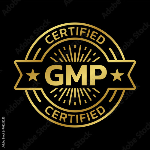 GMP certified icon or logo. Good manufacturing practice stamp or badge. Vector illustration.