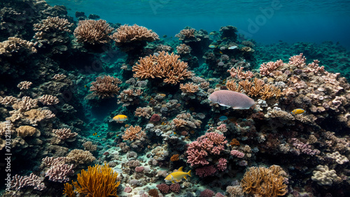 panorama underwater coral reef on the red sea