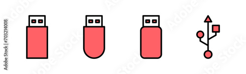 Usb icon set illustration. Flash disk sign and symbol. flash drive sign.
