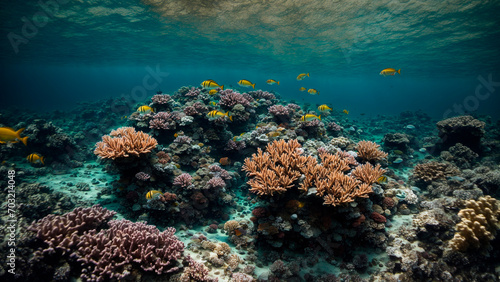 Underwater view of the coral reef, tropical waters, marine life © Stanislau Vyrvich