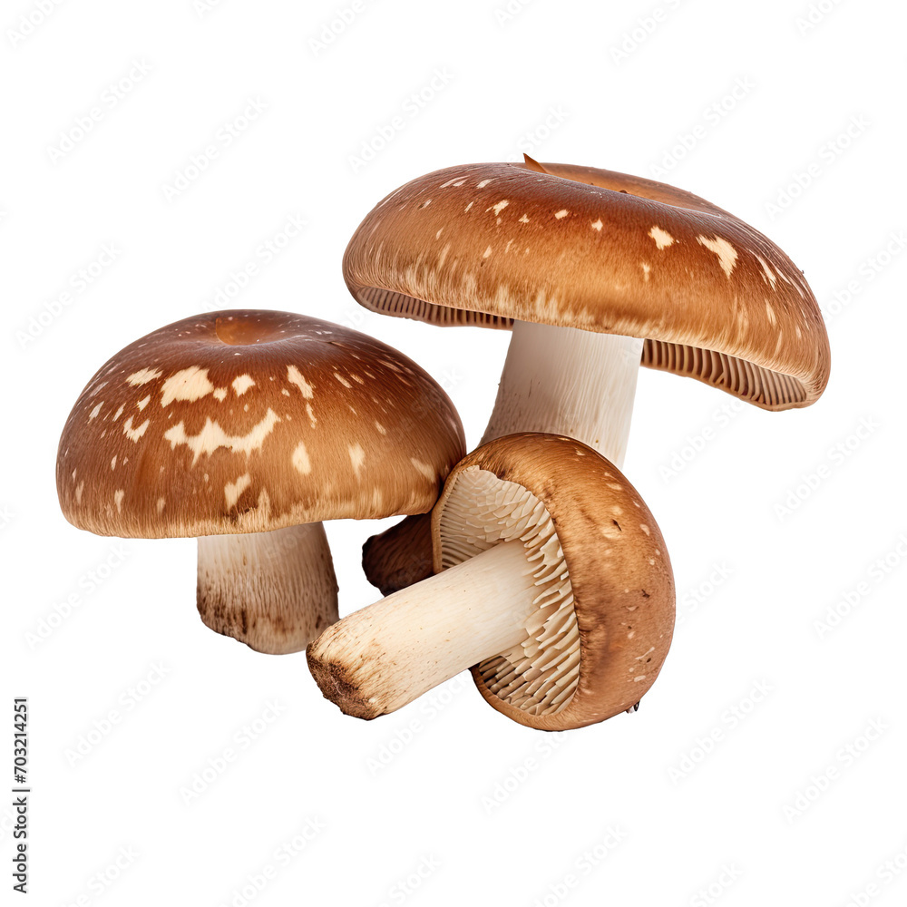 Mushrooms on transparent background created with Generative AI technology Mushrooms on transparent background created with Generative AI technology