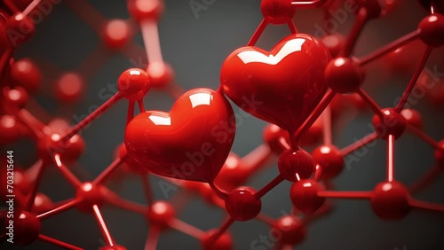 Molecular structures forming a heart, showing the chemical reaction sparked by two peoples love for each other. photo