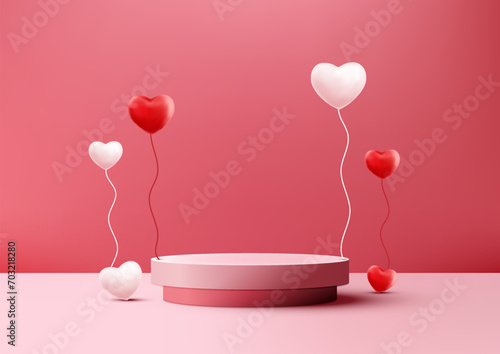 Valentine's Day Podium Mockup, Showcase Your Products in Pink Elegance