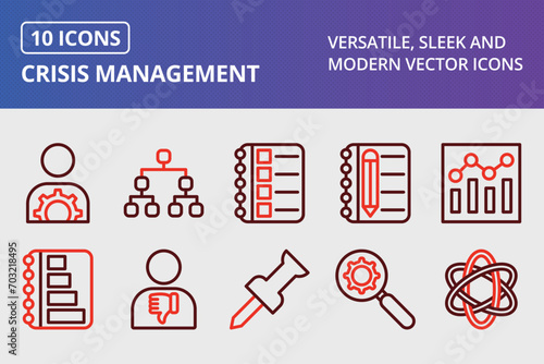 Crisis Management Thick Line Two Colors Icons Set
