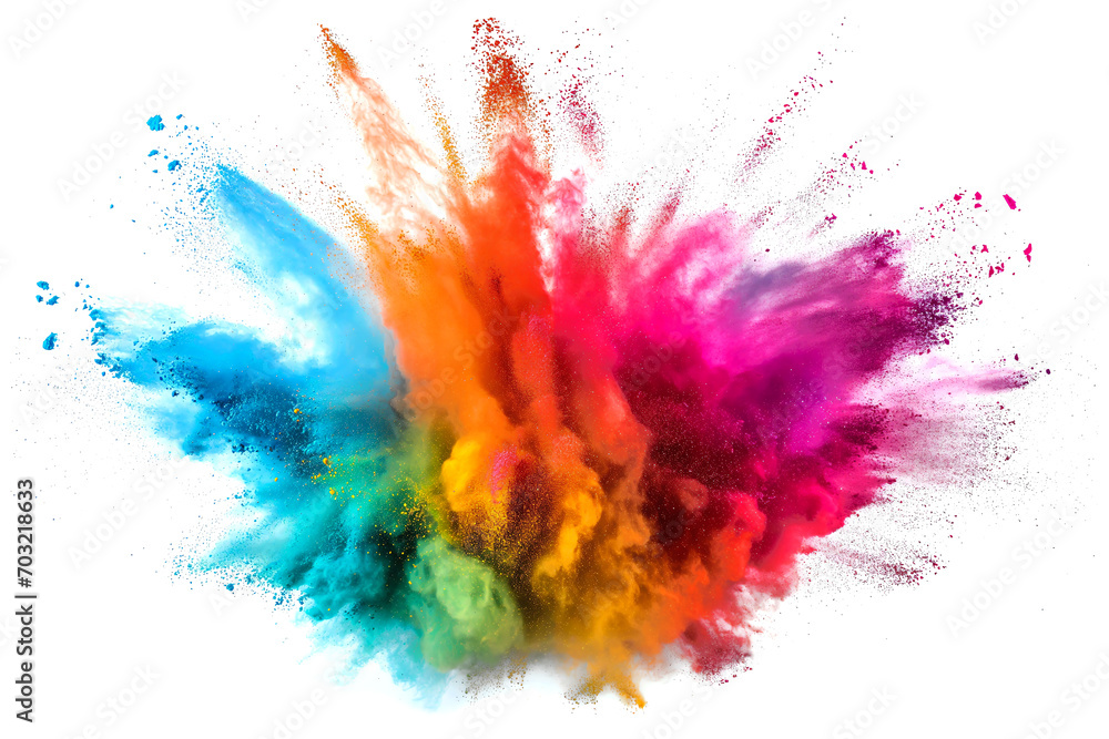 colorful paint splashes powder explosion isolated transparent texture