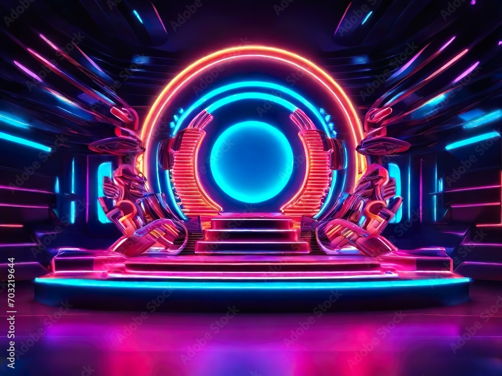 futuristic stage with neon lights
