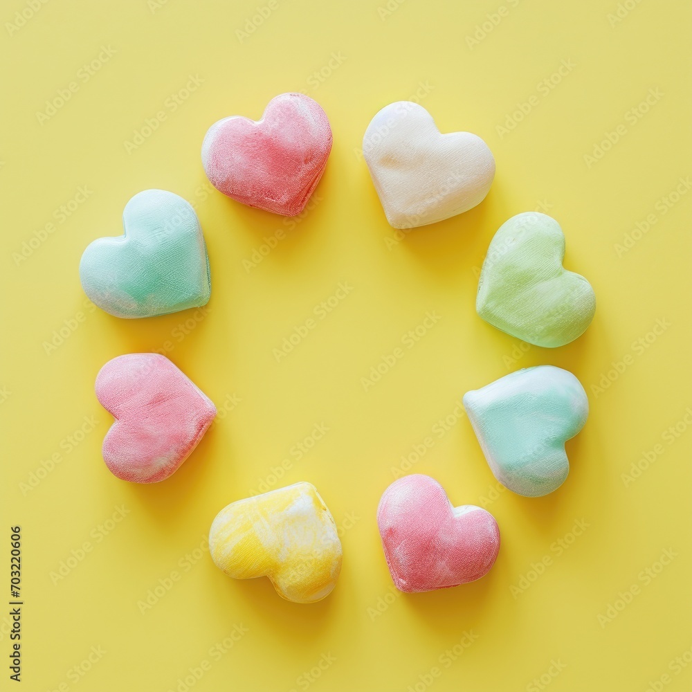 Obraz premium Valentine's Day treats, sweet dessert for birthdays, weddings, flat lay views, soft pastel color