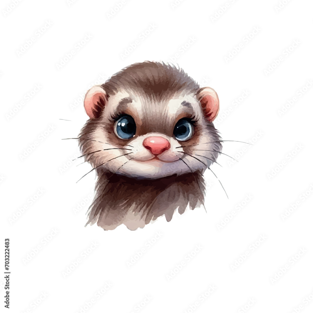 cute ferret. watercolor illustration of a ferret. animals. ferret cute ferret. watercolor illustration of a ferret. animals. ferret